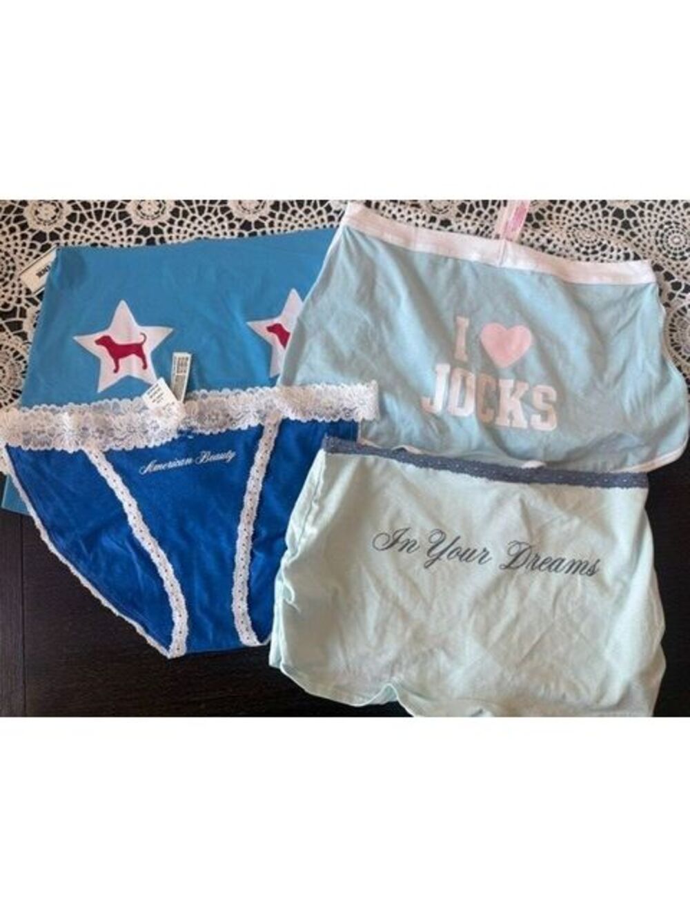NWT Victoria's secret panties blue bundle of 4 all size Large - NEW WITH TAGS